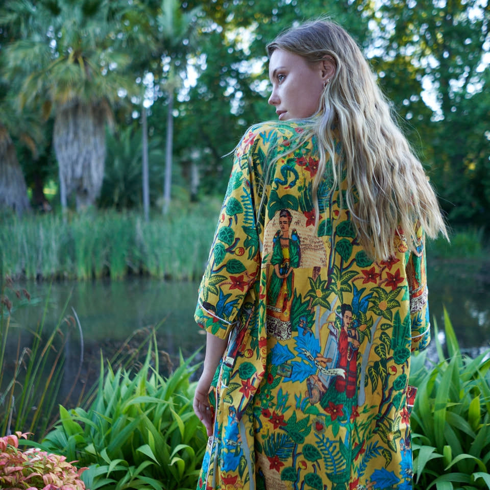 Surrealist Soiree Cotton Kimono Robe – Boho Luxe