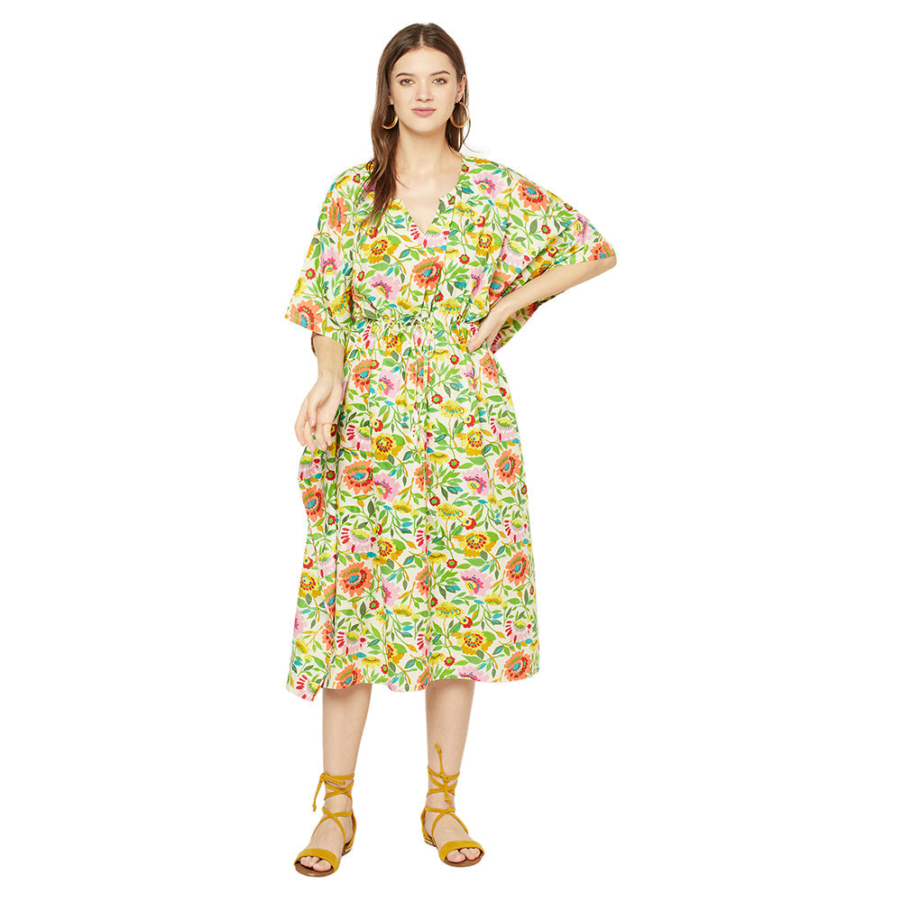 Botanical Bliss Cotton Kaftan - 100% Cotton