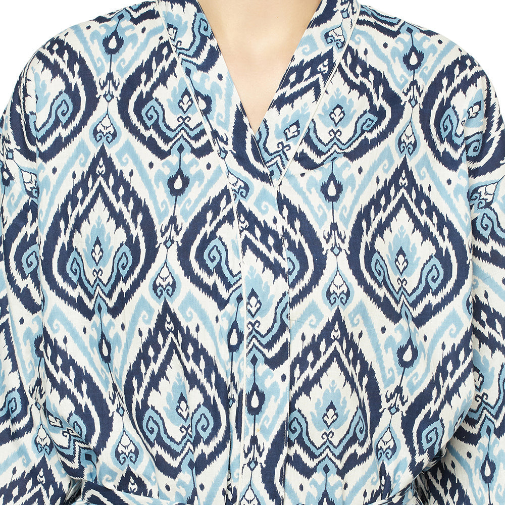 Ocean Breeze Cotton Kimono Robe - 100% Cotton