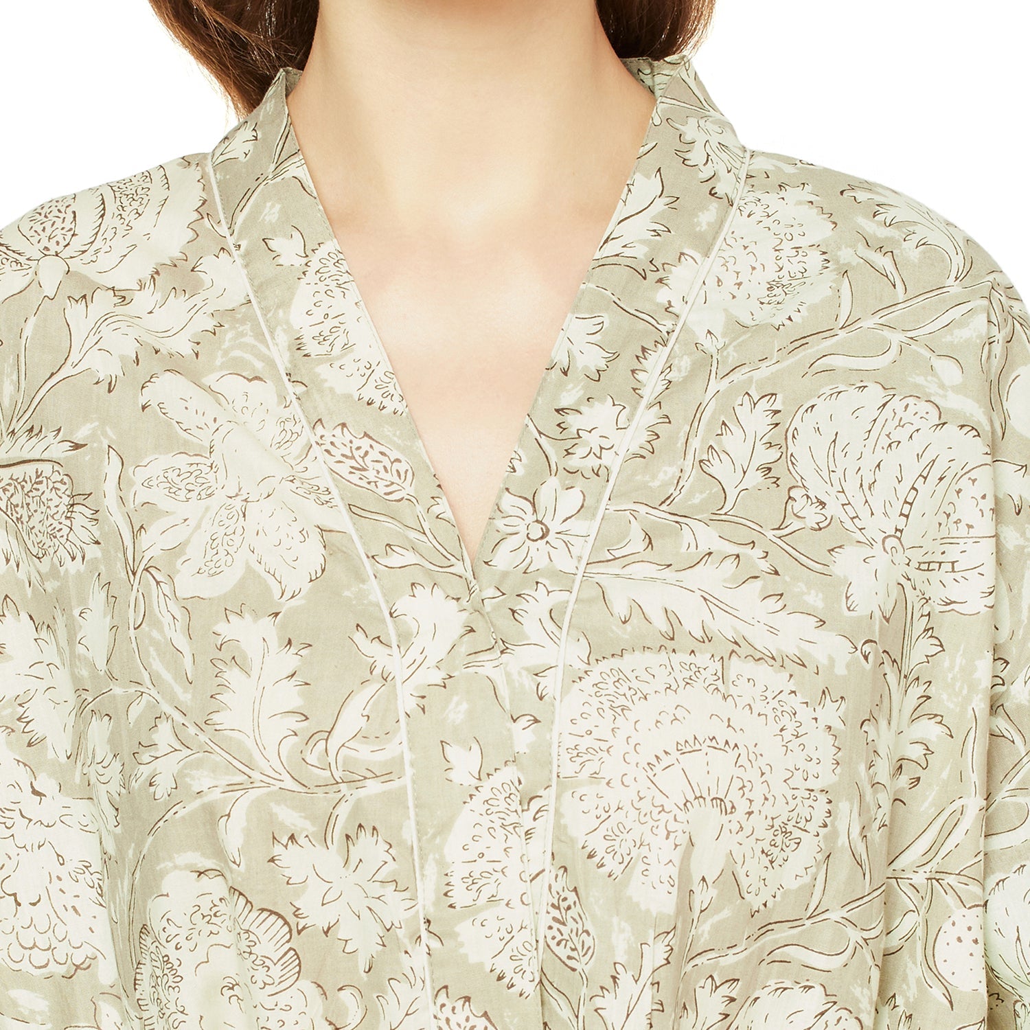 Enchanting Fern Hues - 100% Cotton Kimono Robe