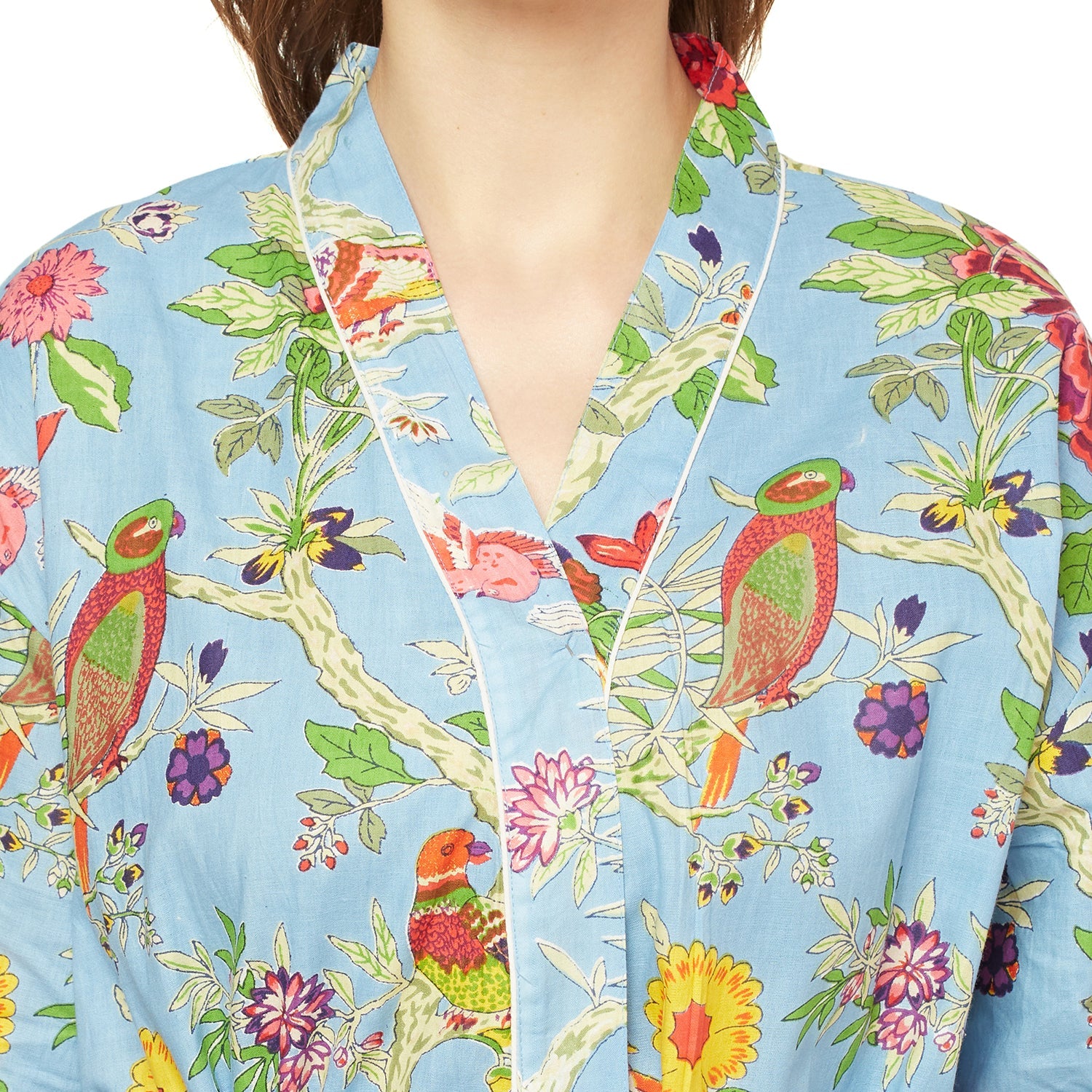Songbird Serenade - 100% Cotton Kimono Robe