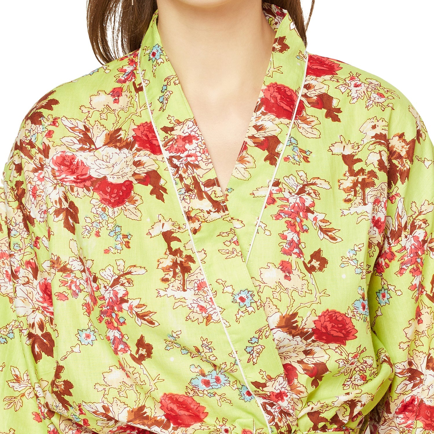 Botanic Bouquet Cotton Kimono Robe - 100% Cotton