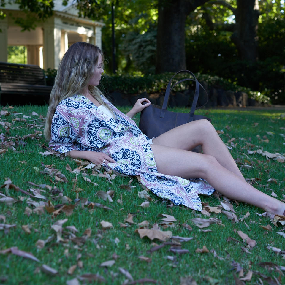 Tranquil Oasis Cotton Kimono Robe - Luxe Loungewear