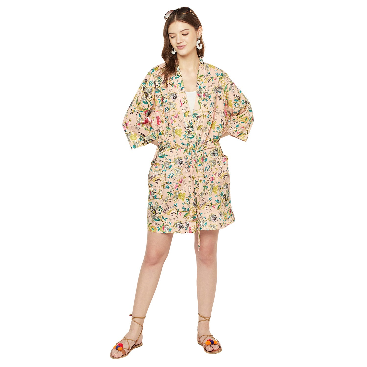 Frida's Haven - Cotton Kimono Bathrobe, Boho Wear