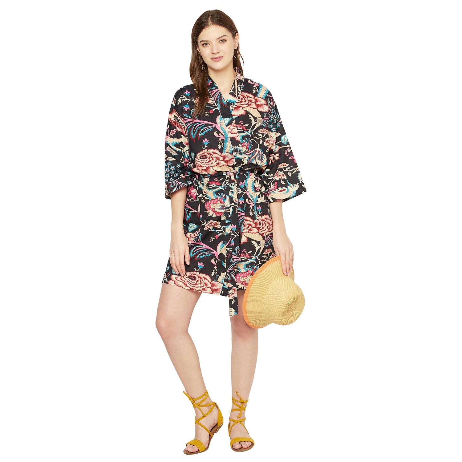 Gypsy Garden Cotton Kimono Robe - 100% Cotton