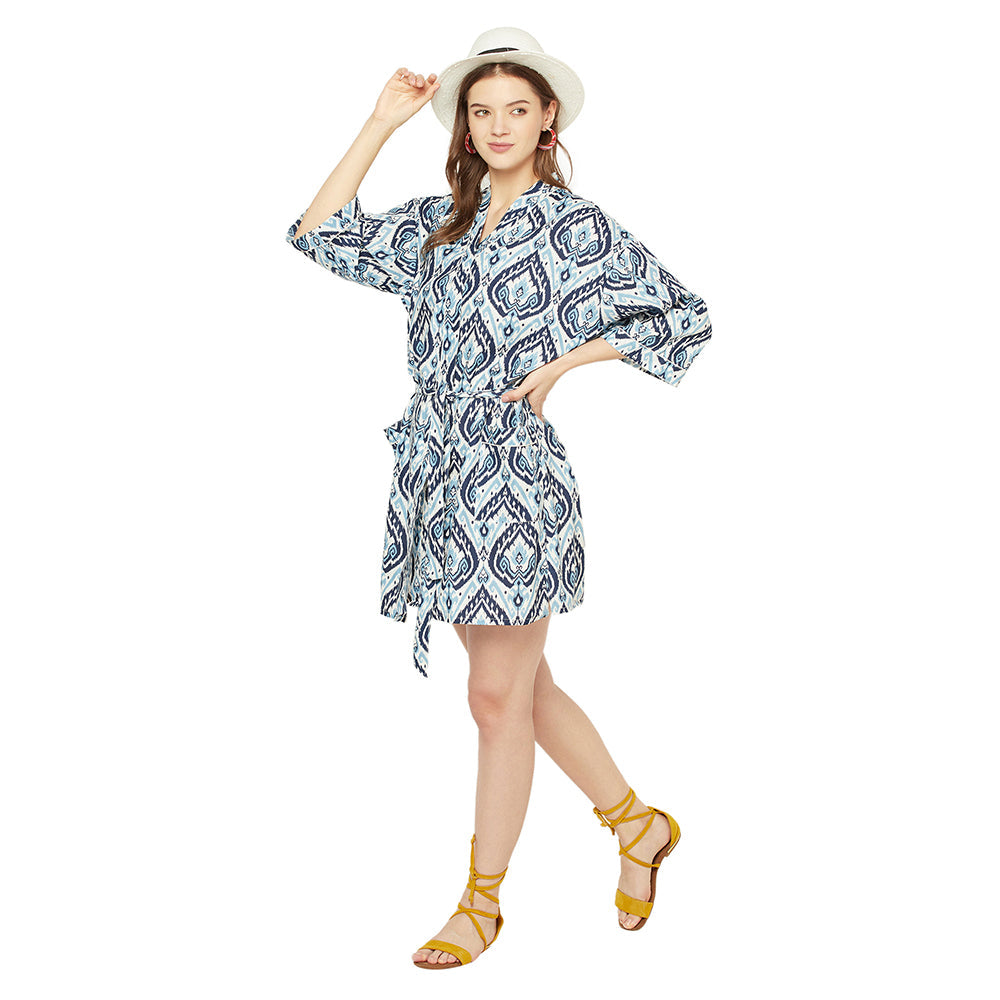 Ocean Breeze Cotton Kimono Robe - 100% Cotton