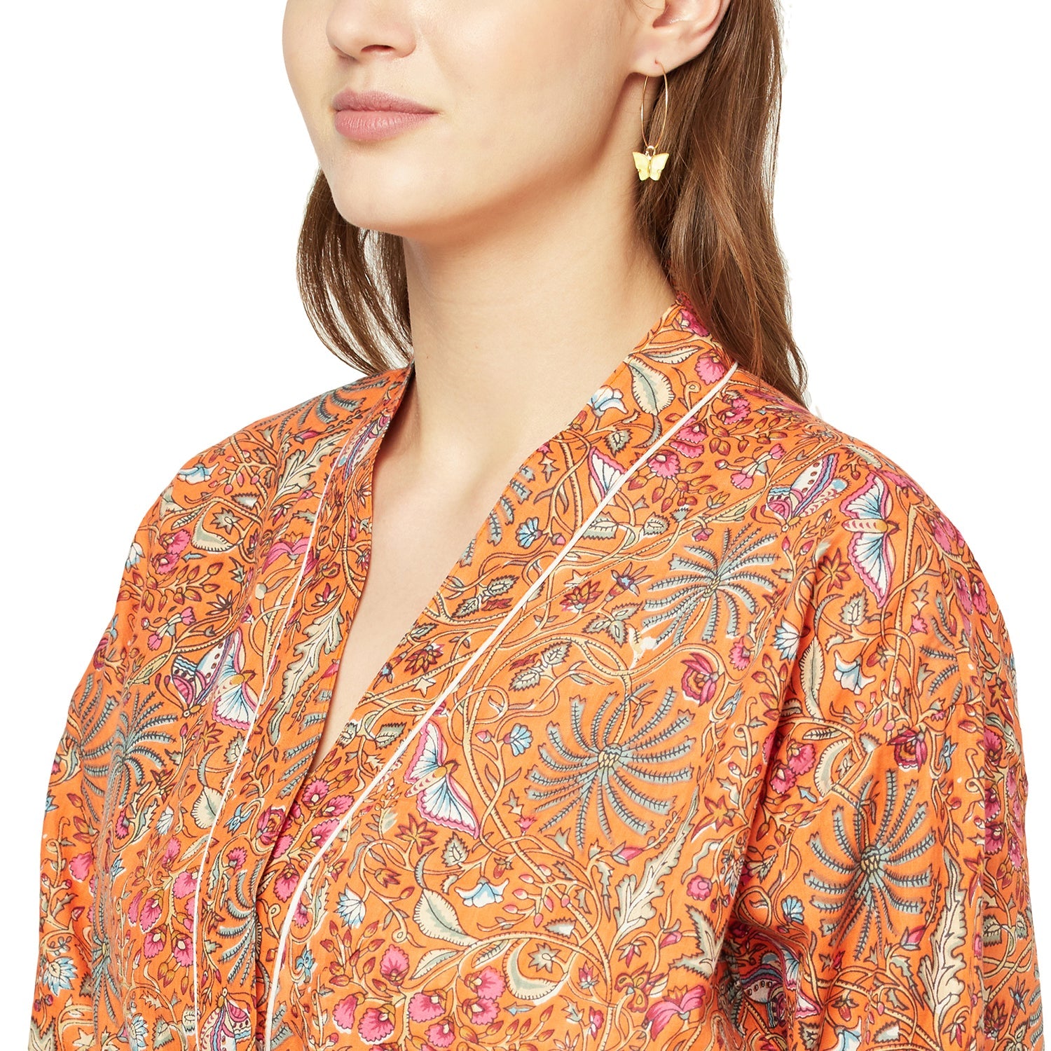 Floral Tapestry Cotton Kimono Robe - 100% Cotton