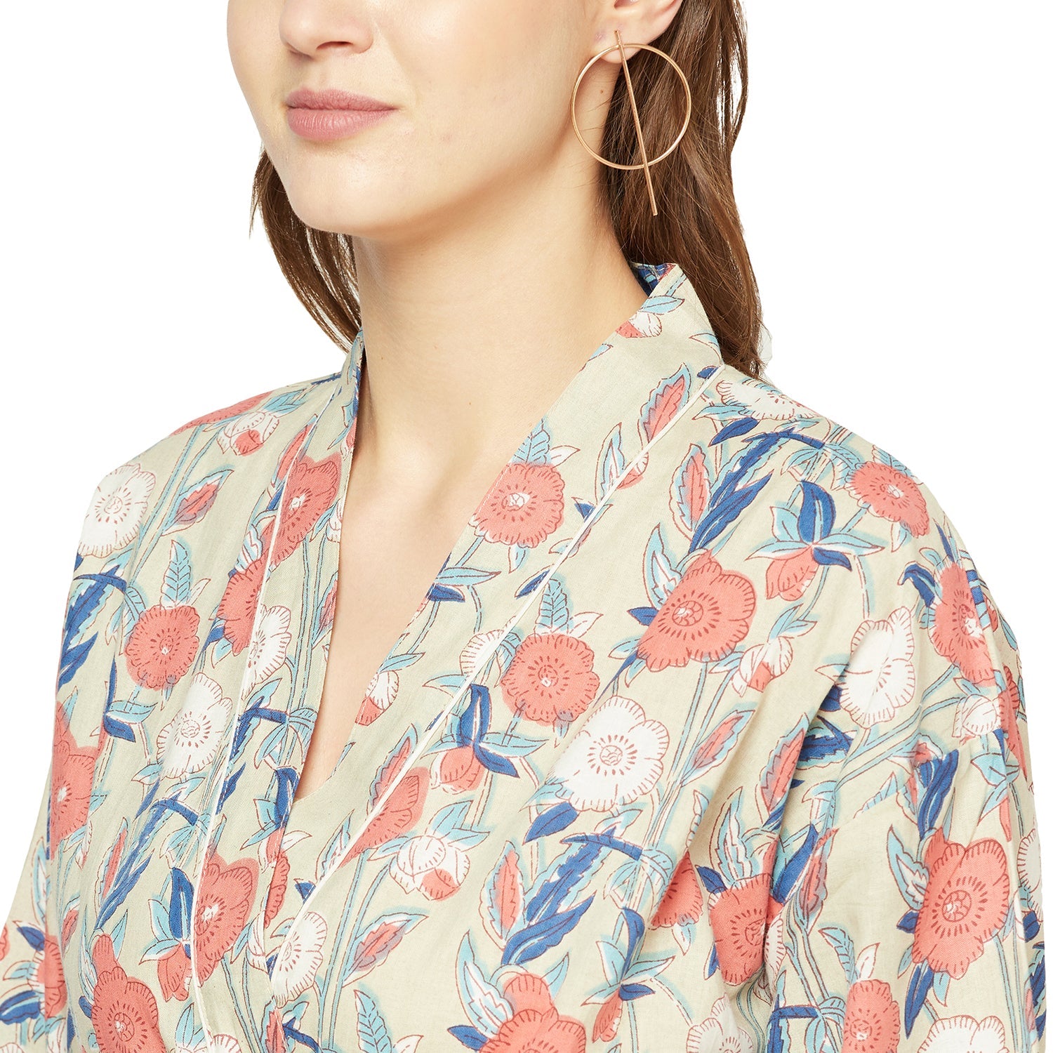 Blossom Symphony Cotton Kimono Robe - 100% Cotton