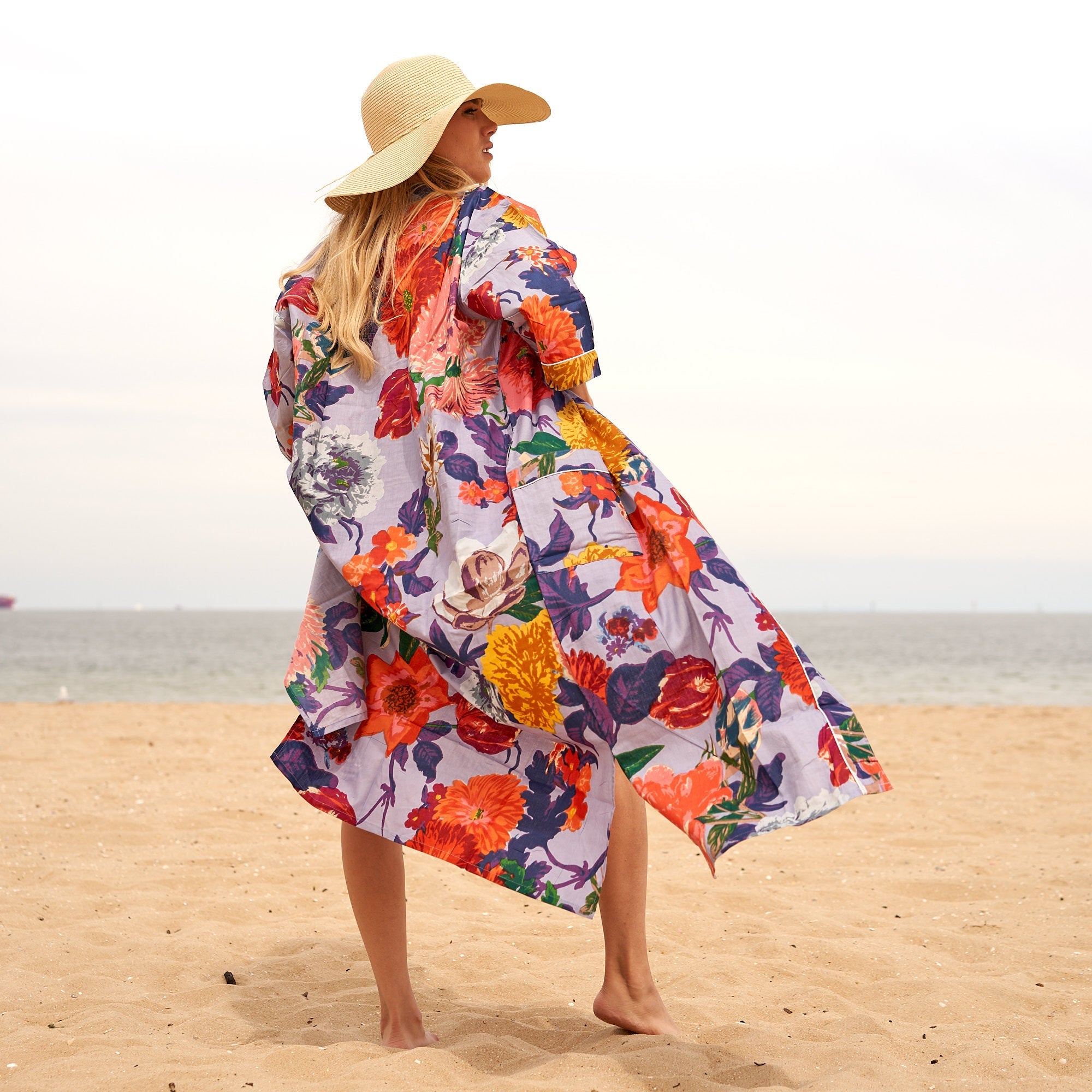 Bold Botanicals Cotton Kimono | Vibrant Florals