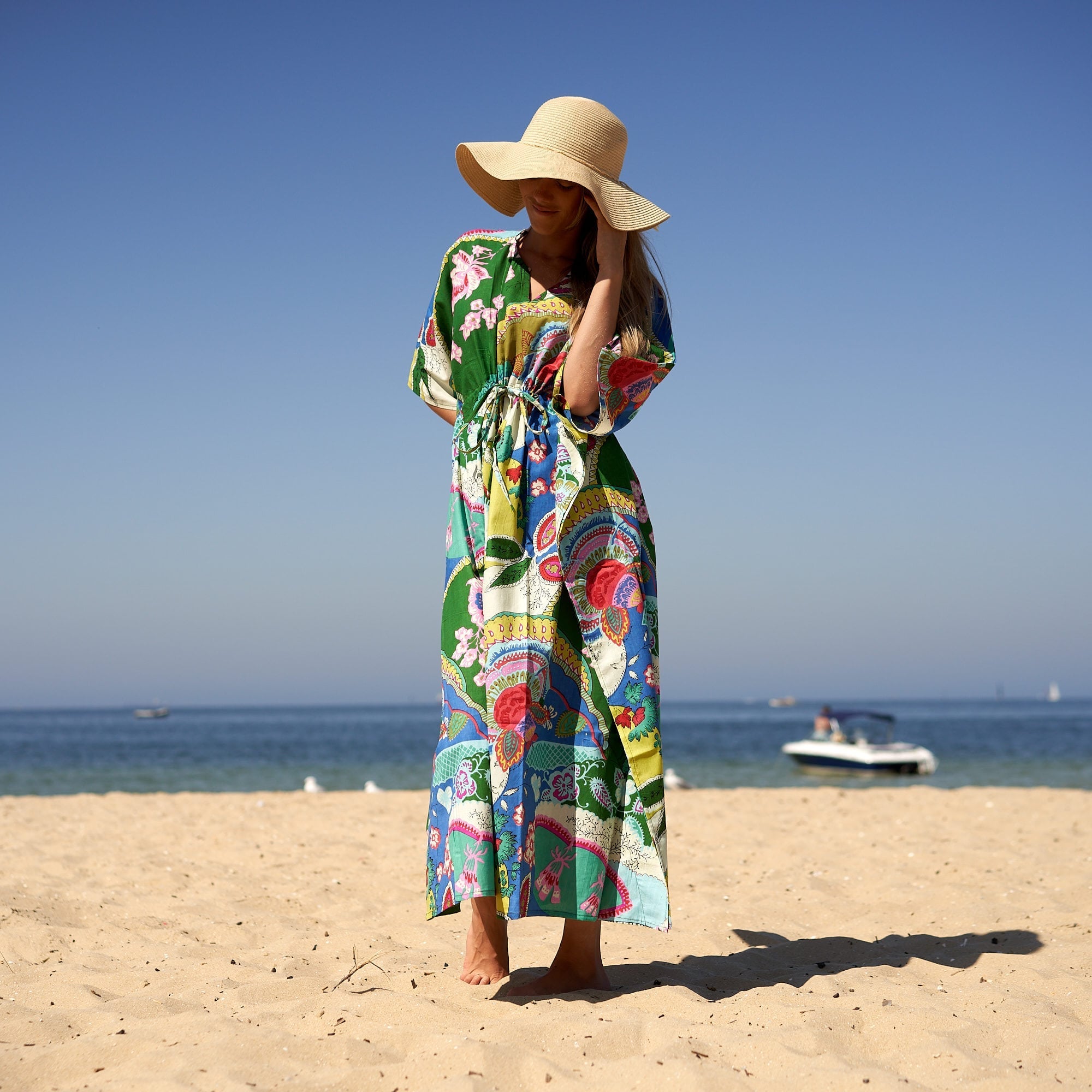 Island Intrigue' 100% Cotton Kaftan | Tropical Style