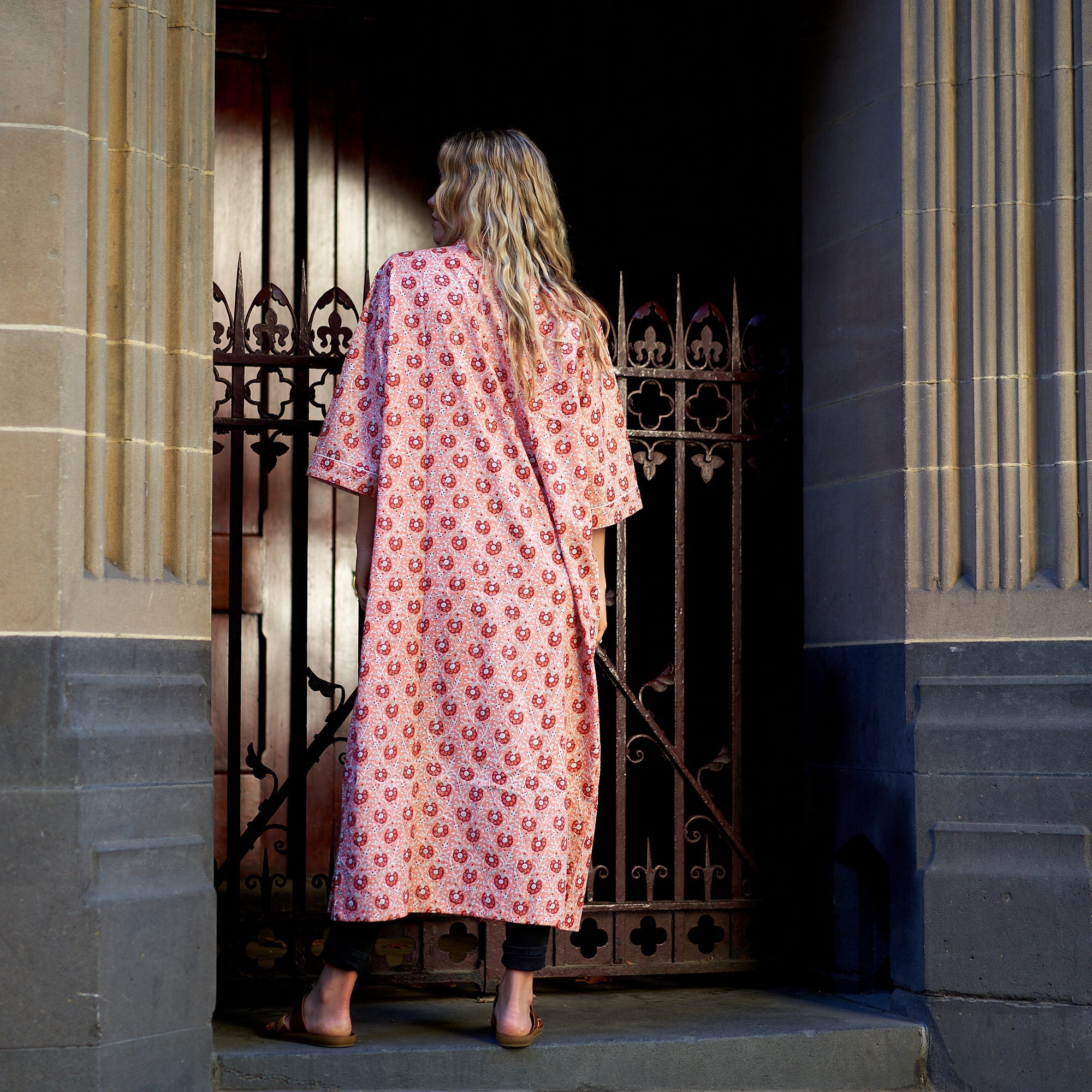 Hushed Blossoms Cotton Kimono Robe