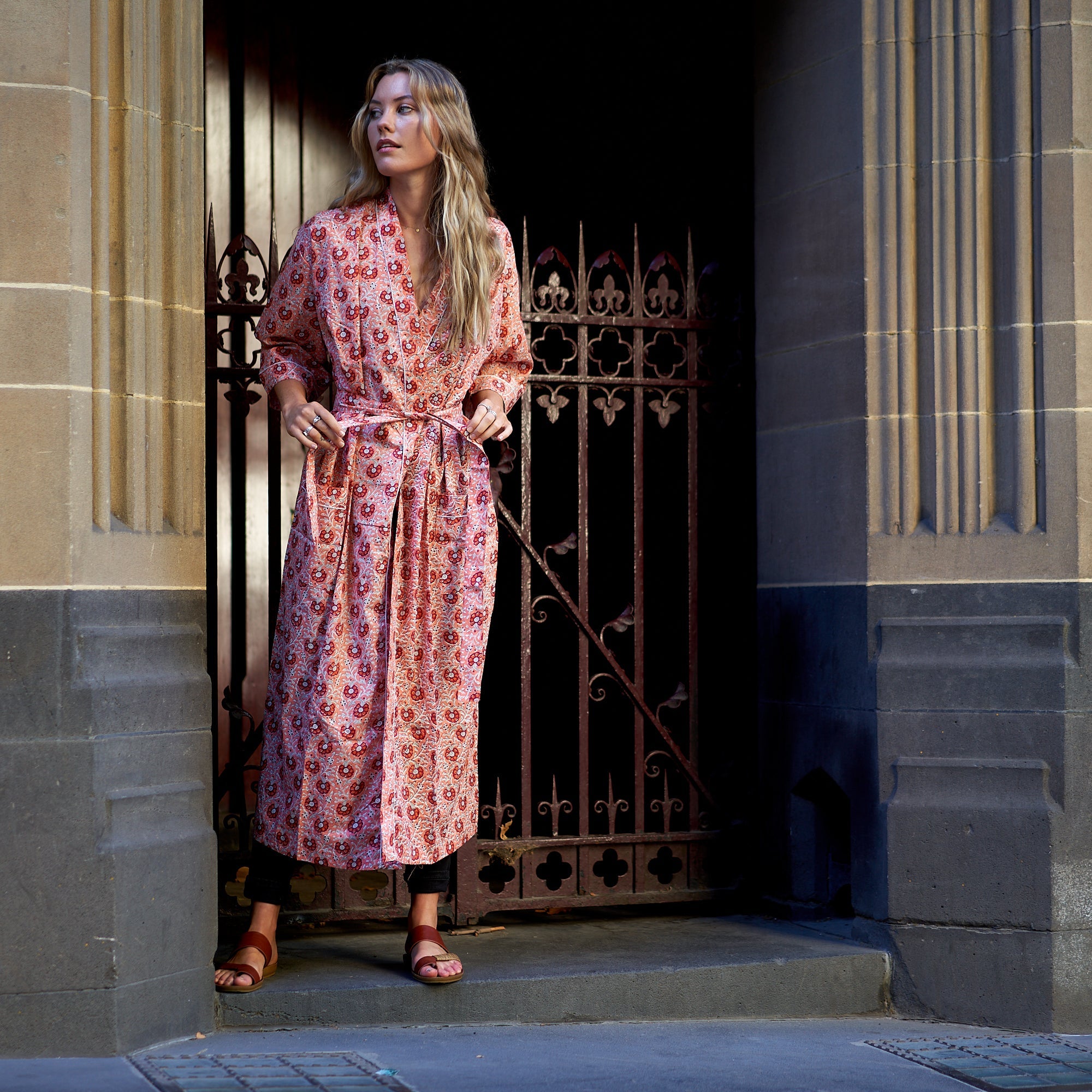 Hushed Blossoms Cotton Kimono Robe