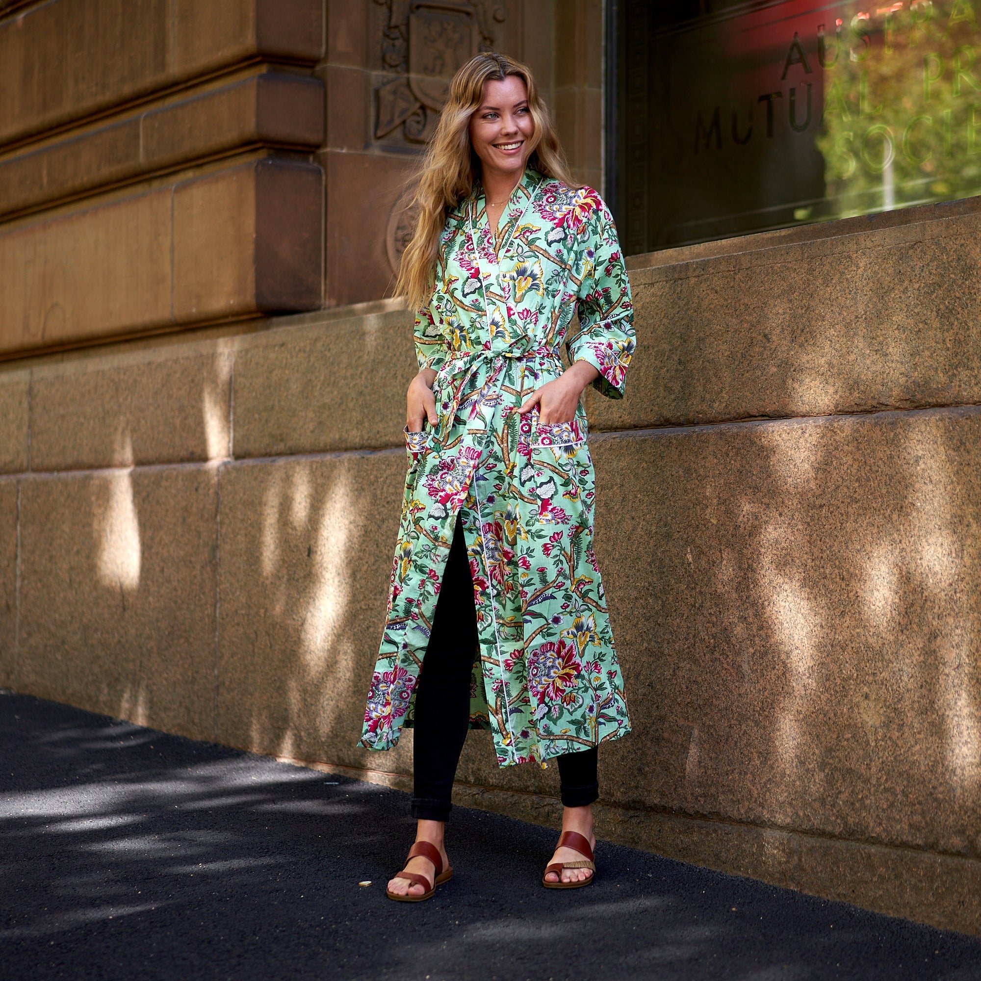Vibrant Gardenia Cotton Kimono Robe