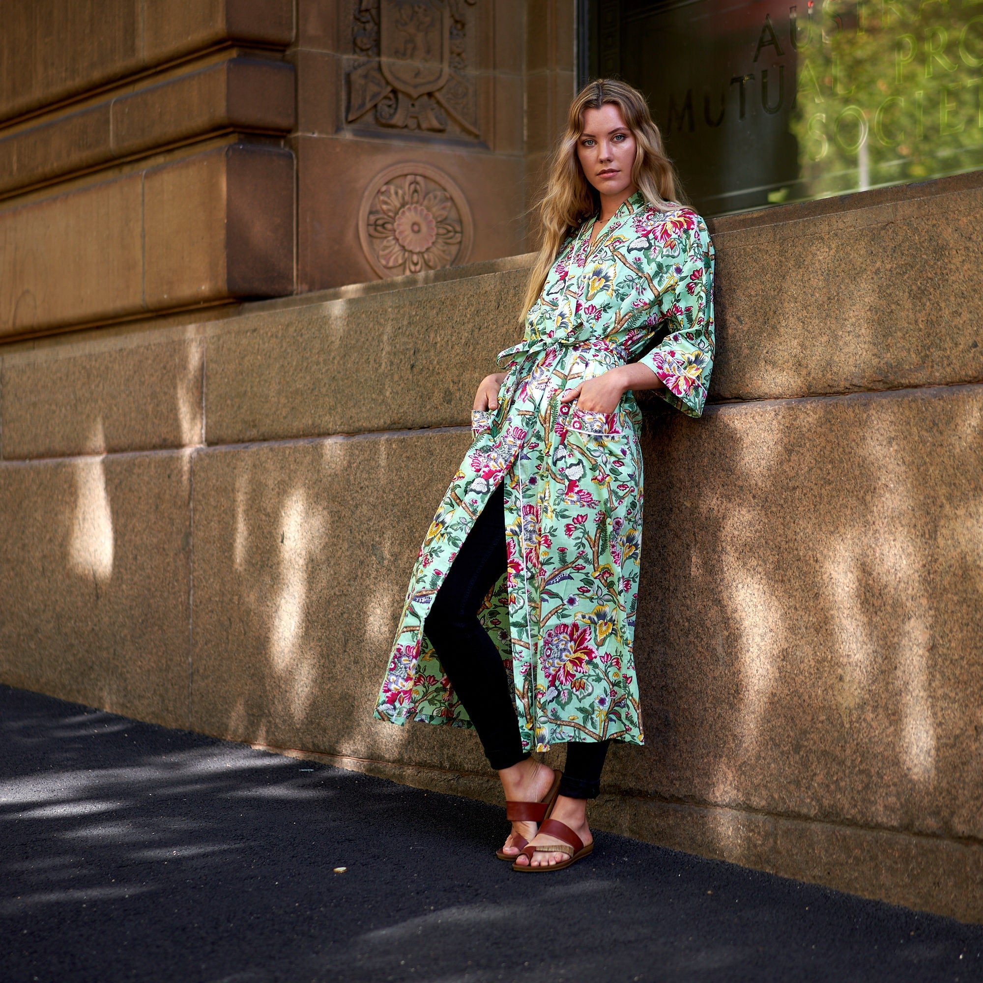 Vibrant Gardenia Cotton Kimono Robe