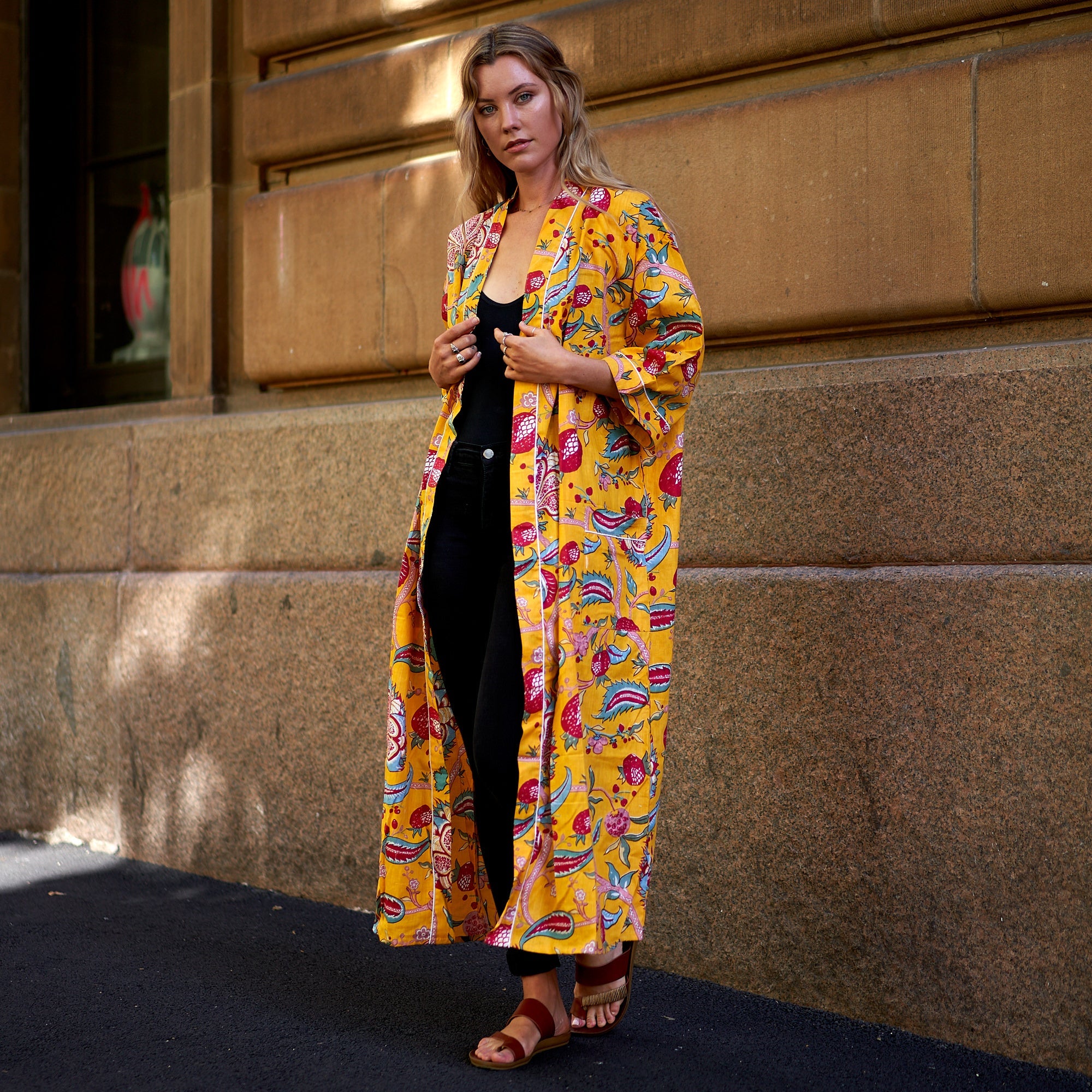 Frida's Jungle Blooms Cotton Kimono Robe