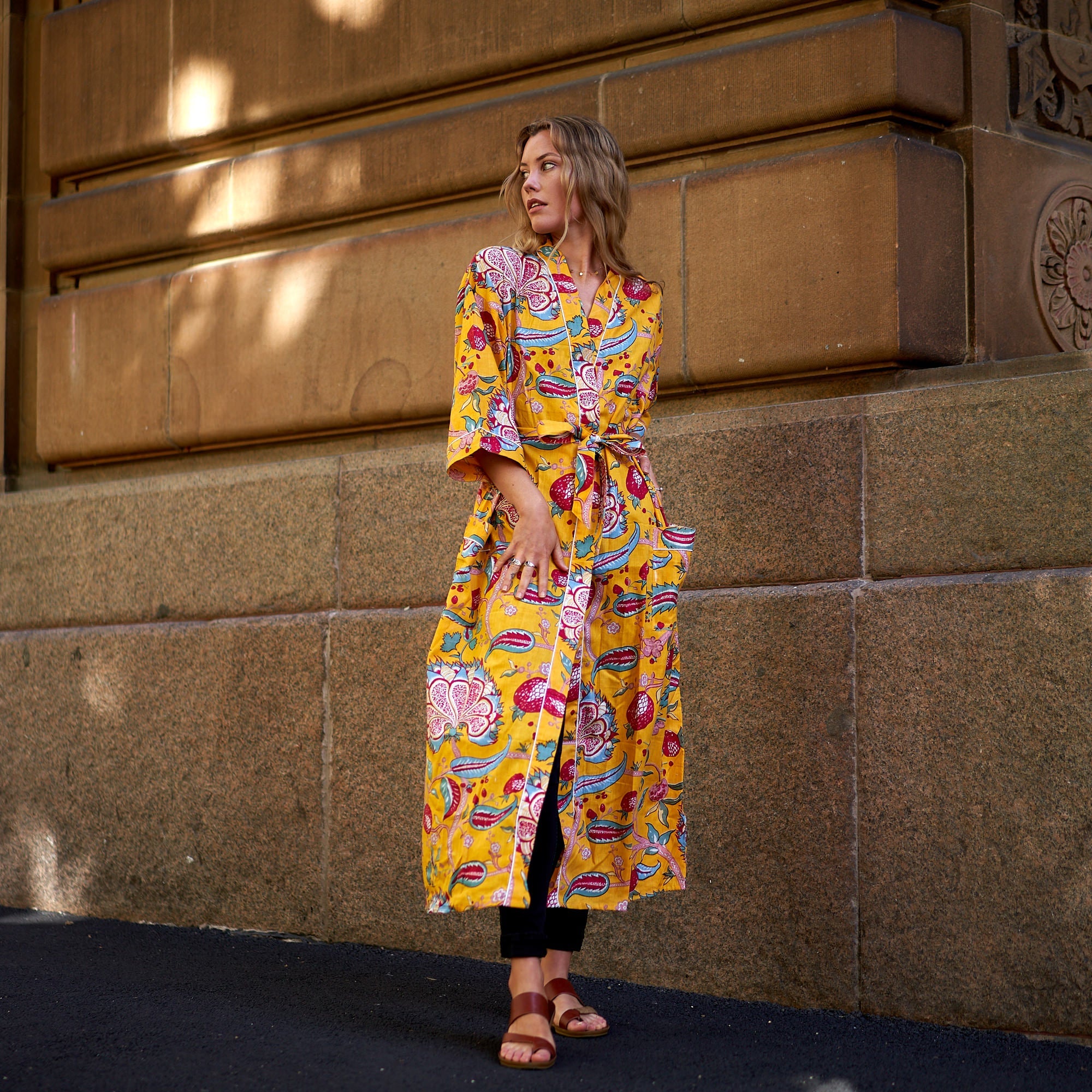 Frida's Jungle Blooms Cotton Kimono Robe