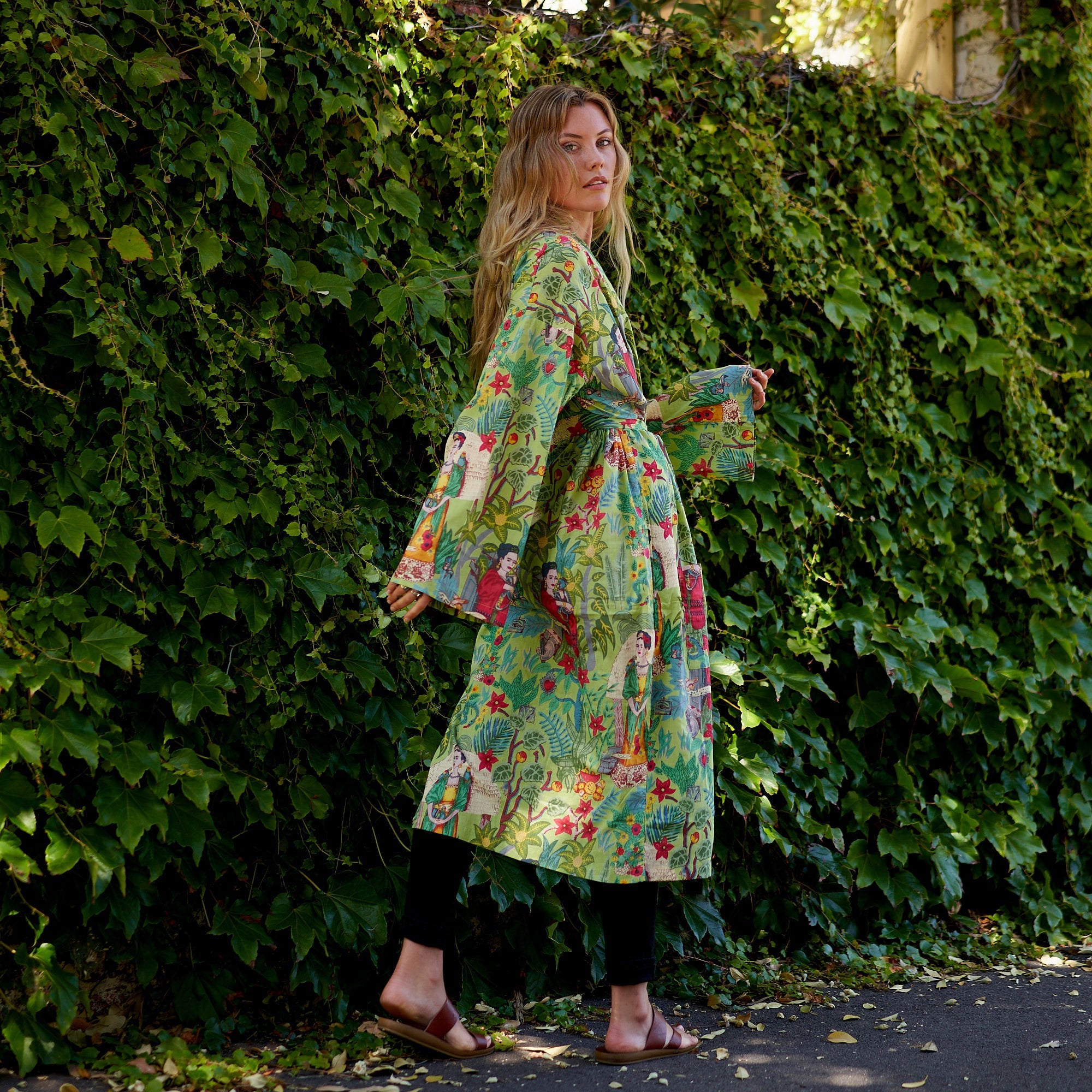Frida's Enchanted World Cotton Kimono Robe