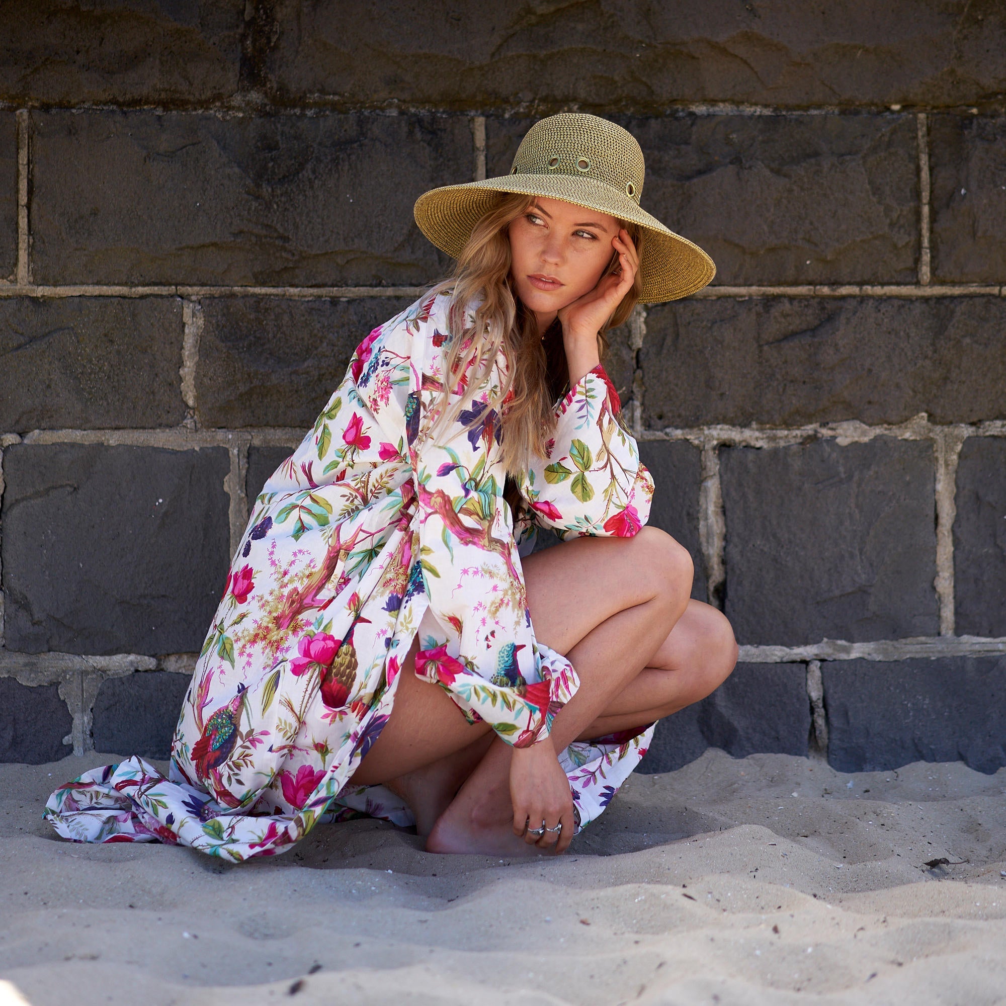 Hawaiian Haze Cotton Kimono Robe