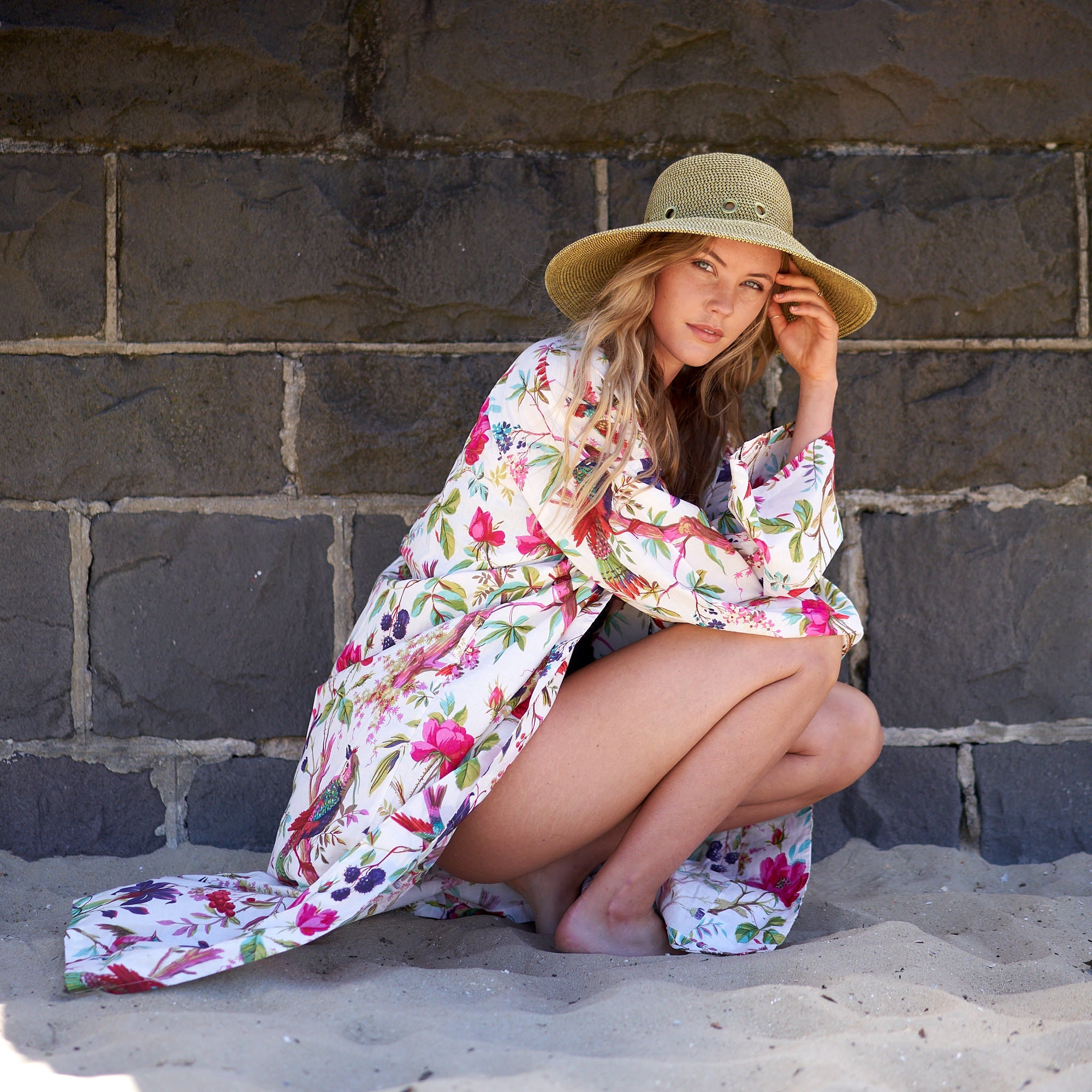 Hawaiian Haze Cotton Kimono Robe