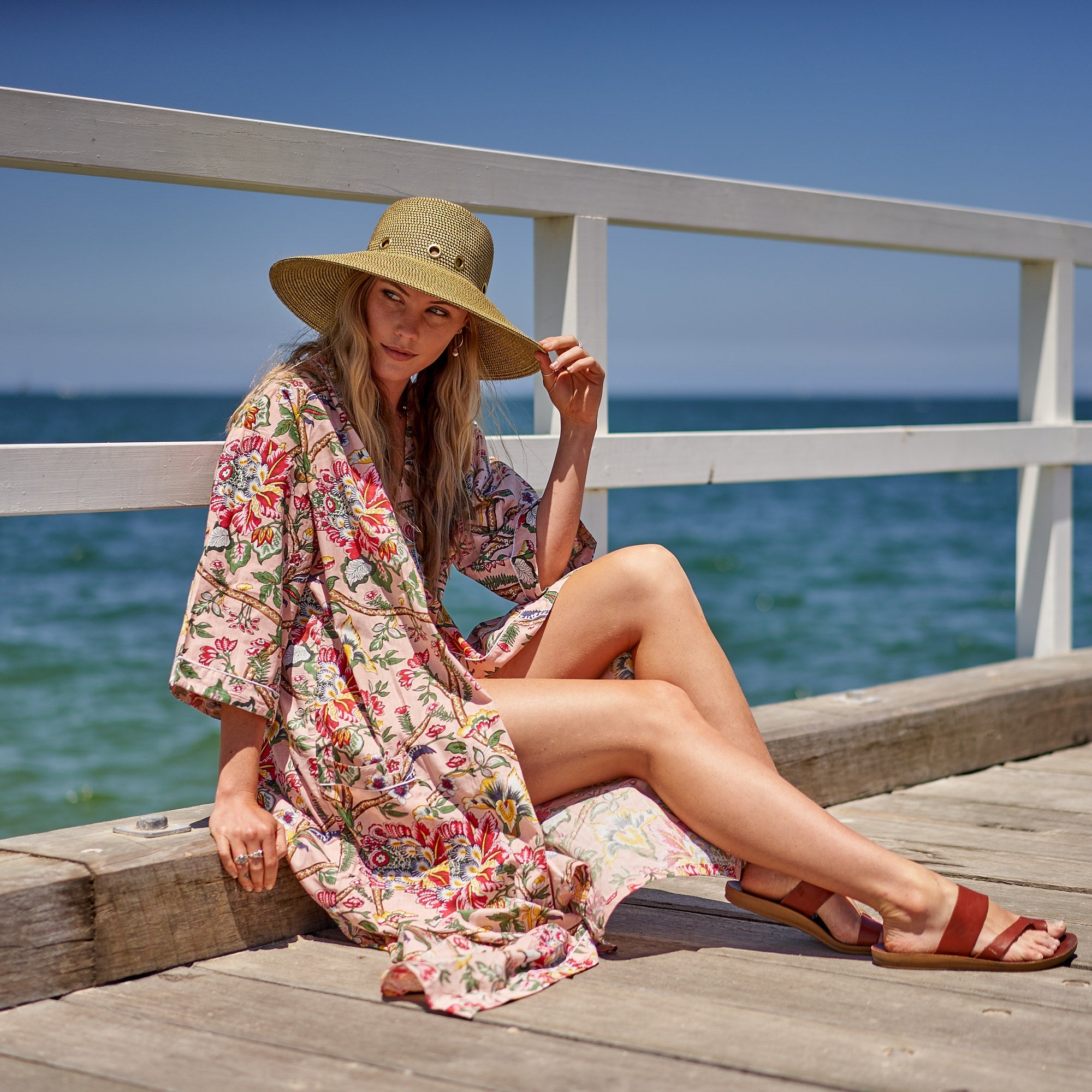 Boho Kimono Bathrobe 100% Cotton Kimono Robe