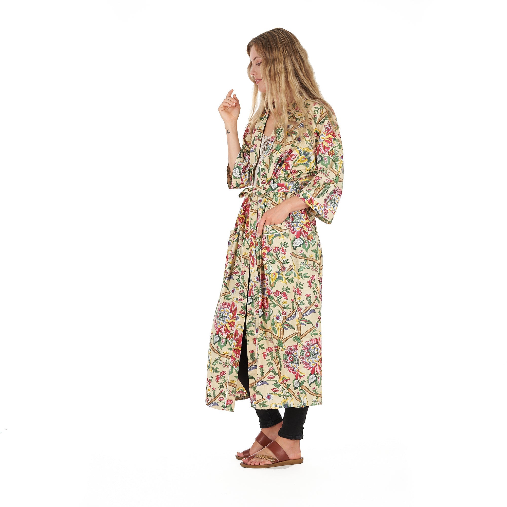 Yellow Sherbet Florals Kimono Robe