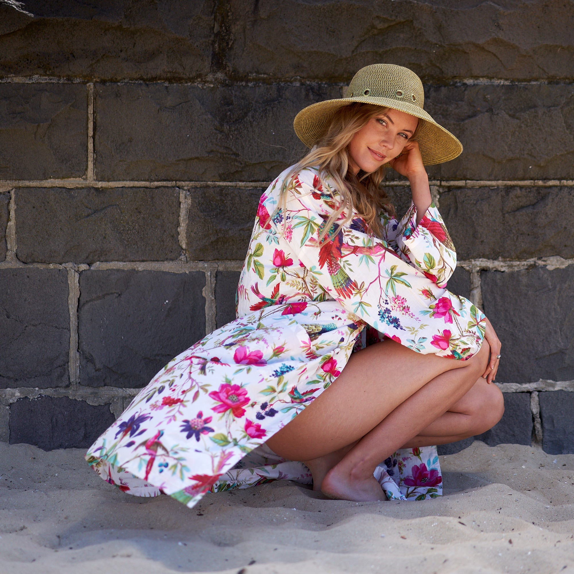 Hawaiian Haze Cotton Kimono Robe