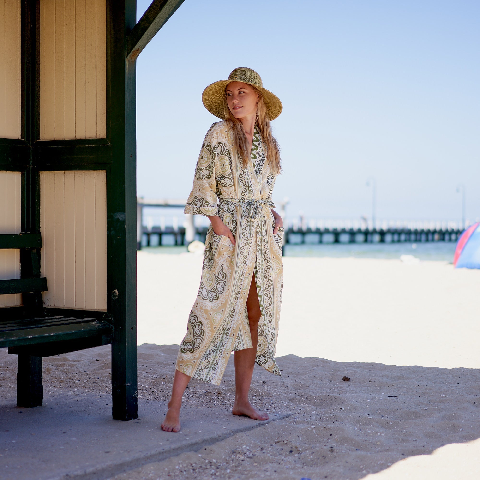Sunshine Serenity Cotton Kimono Robe