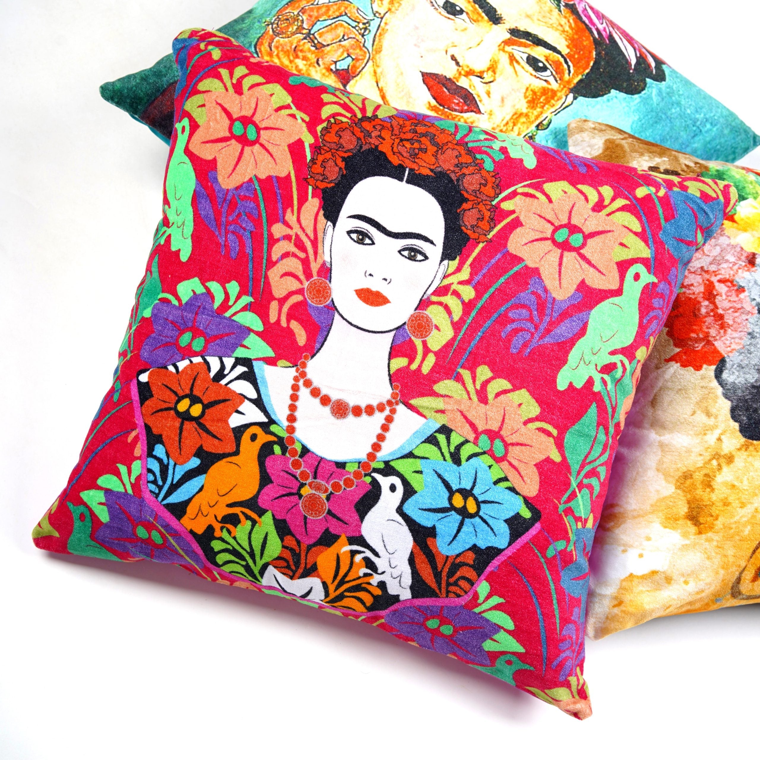 Frida’s Vibrance - Cotton Velvet Cushion Cover
