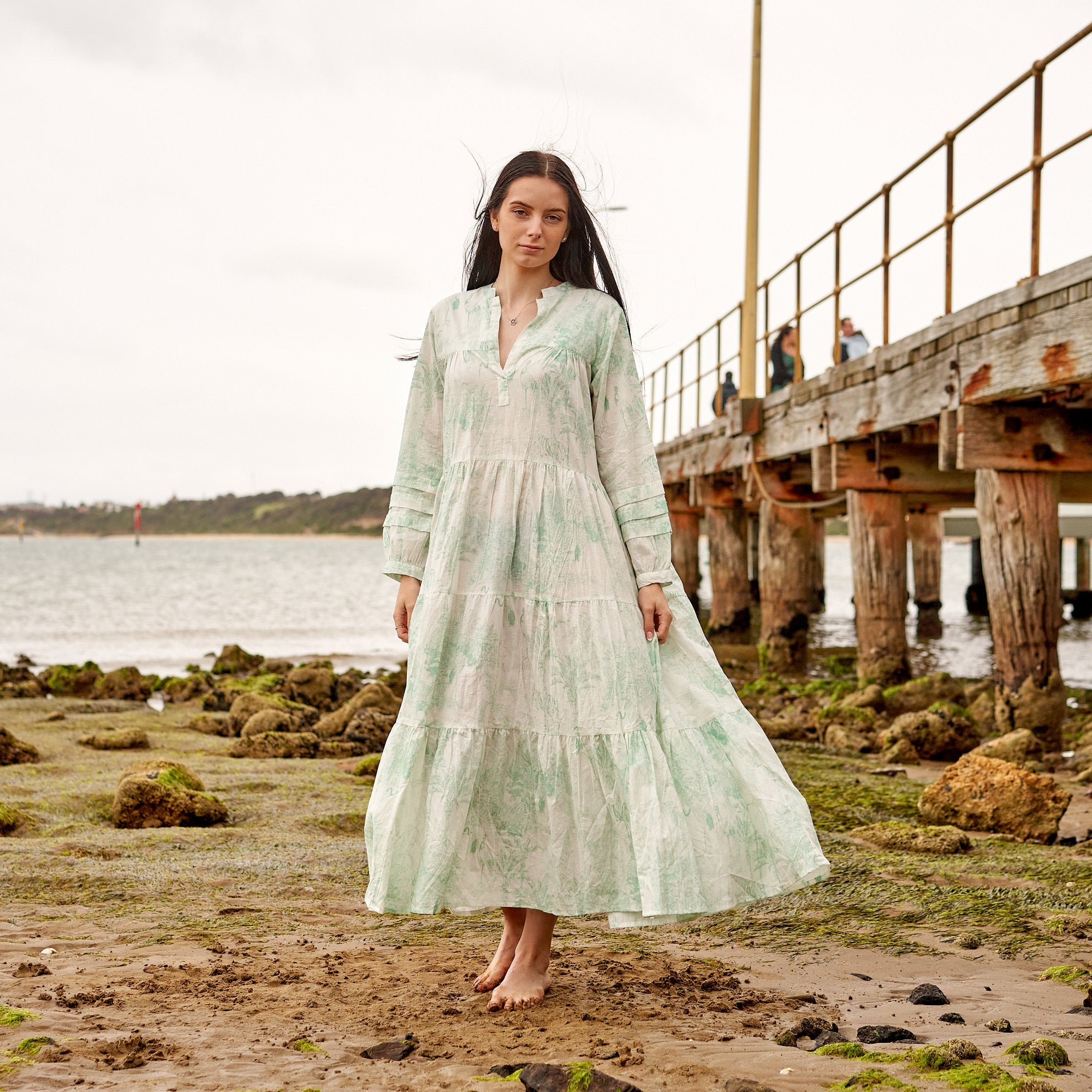 slim fit dress slacks Mint Green Floral Chiffon Wrap Front V-Neck Long Sleeve Maxi Dress –  PinkBlush main image 0