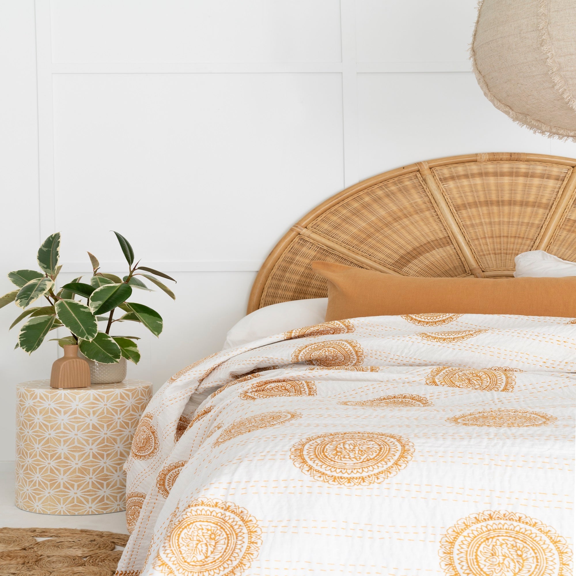 Indian Kantha Quilt Bedspread Throw Duvet - Sunburst
