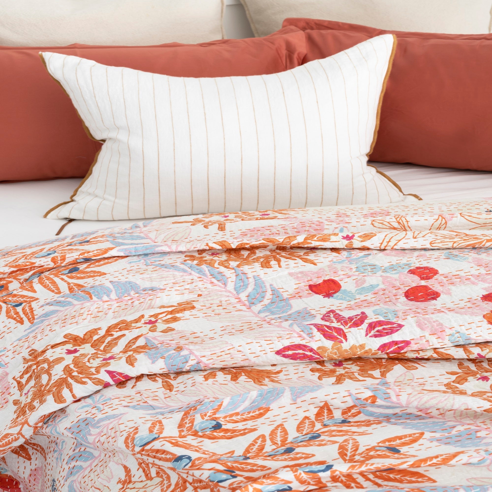 Colourful Pattern Boho Kantha Quilt Baby Blanket