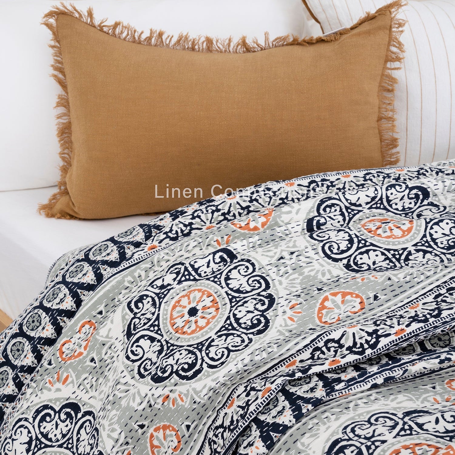 Sapphire Boho Eclectica Indian Kantha Quilt