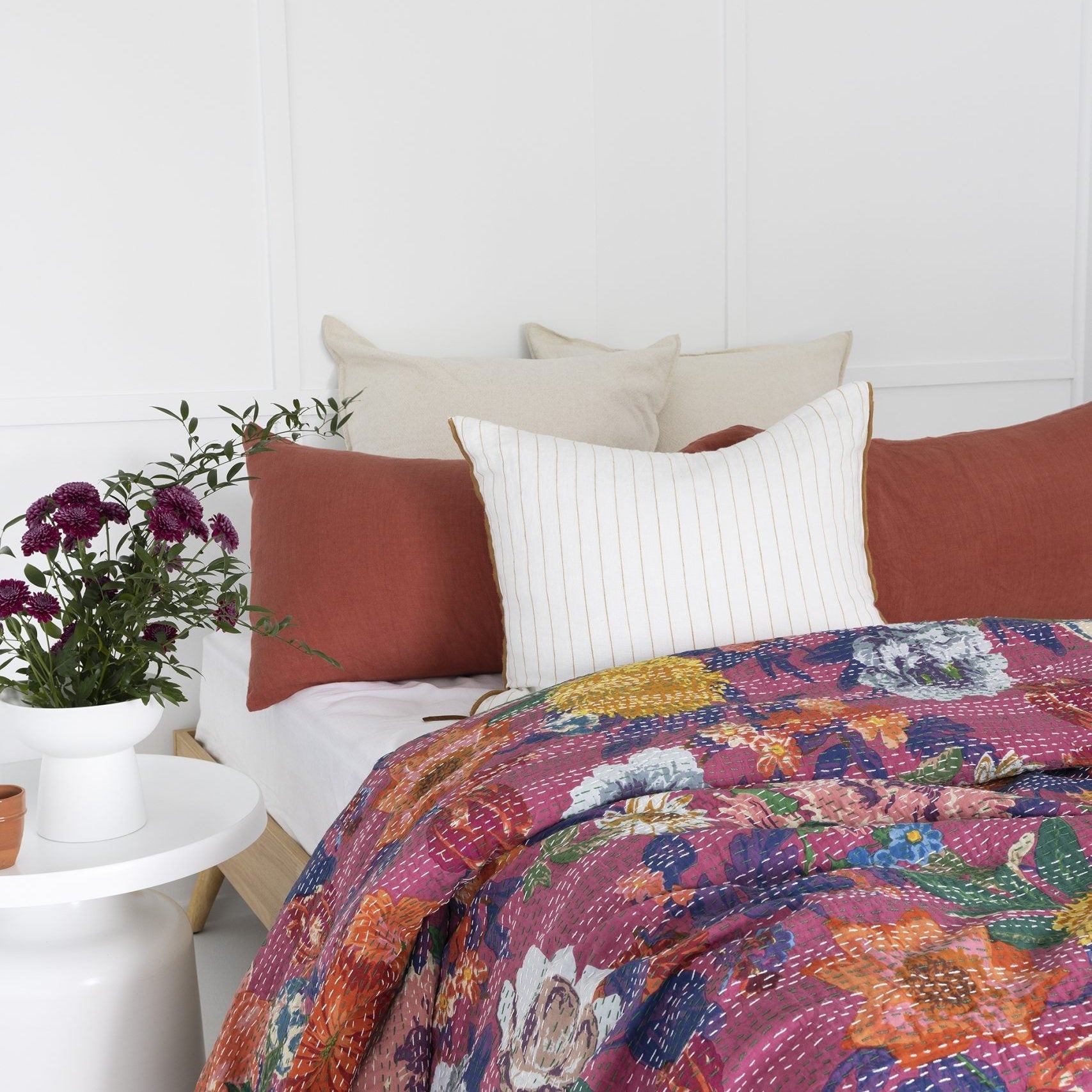 Olivia Indian Kantha Quilt Throw - Cosy Bedspread