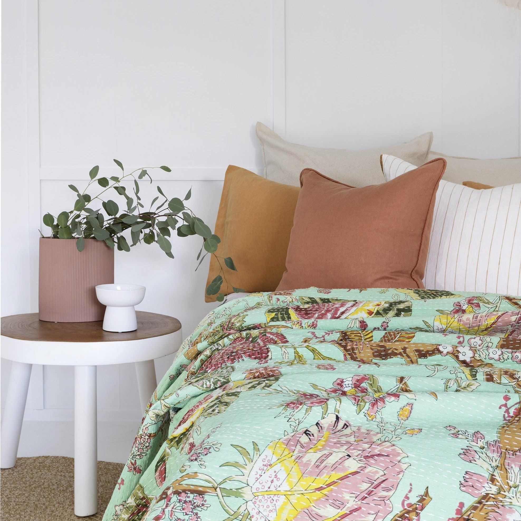 Ivy Indian Kantha Quilt Throw - Indian Bedspread