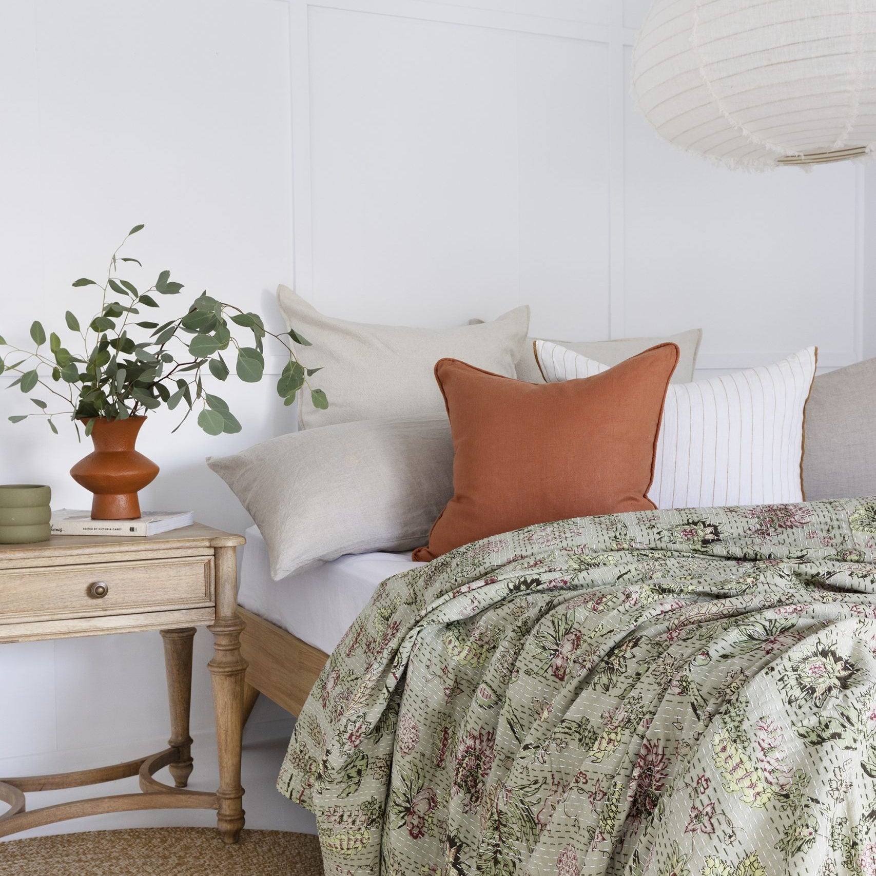 Bree Indian Kantha Quilt Throw - Boho Bedspread
