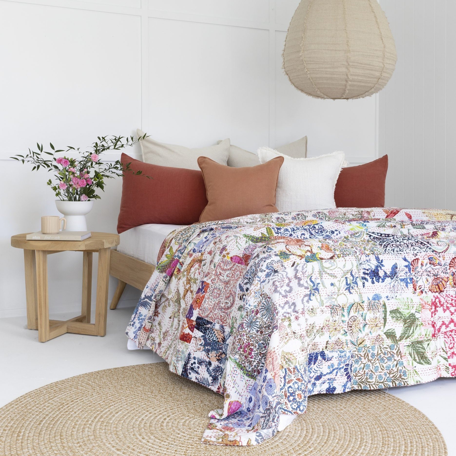 Betsy Indian Kantha Quilt - Unique Throw Blanket