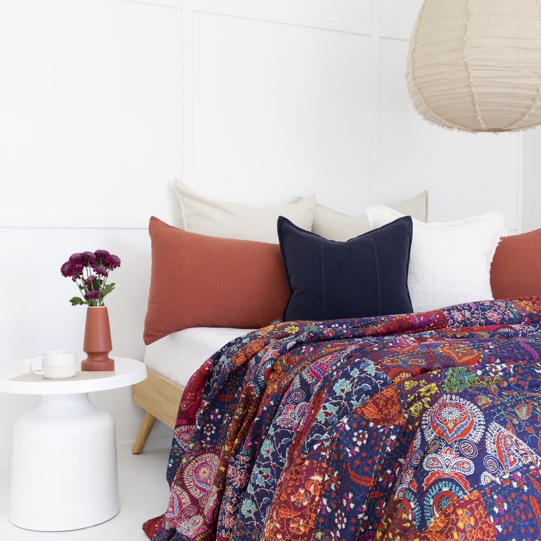 Cecilia Indian Kantha Quilt Throw - Bedspread Style