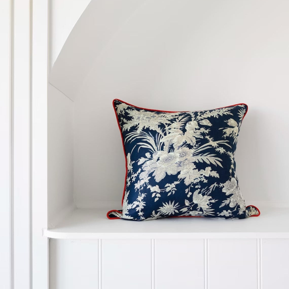 Frida Cotton Cushion Cover - Floral Blues | Boho Floral Style