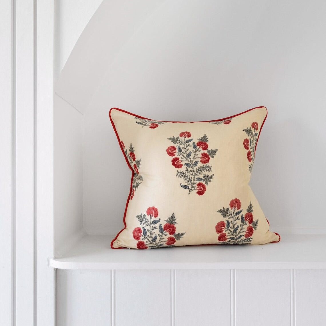 Frida Cottton Cushion Cover - White Garden Bloom | Boho Decor