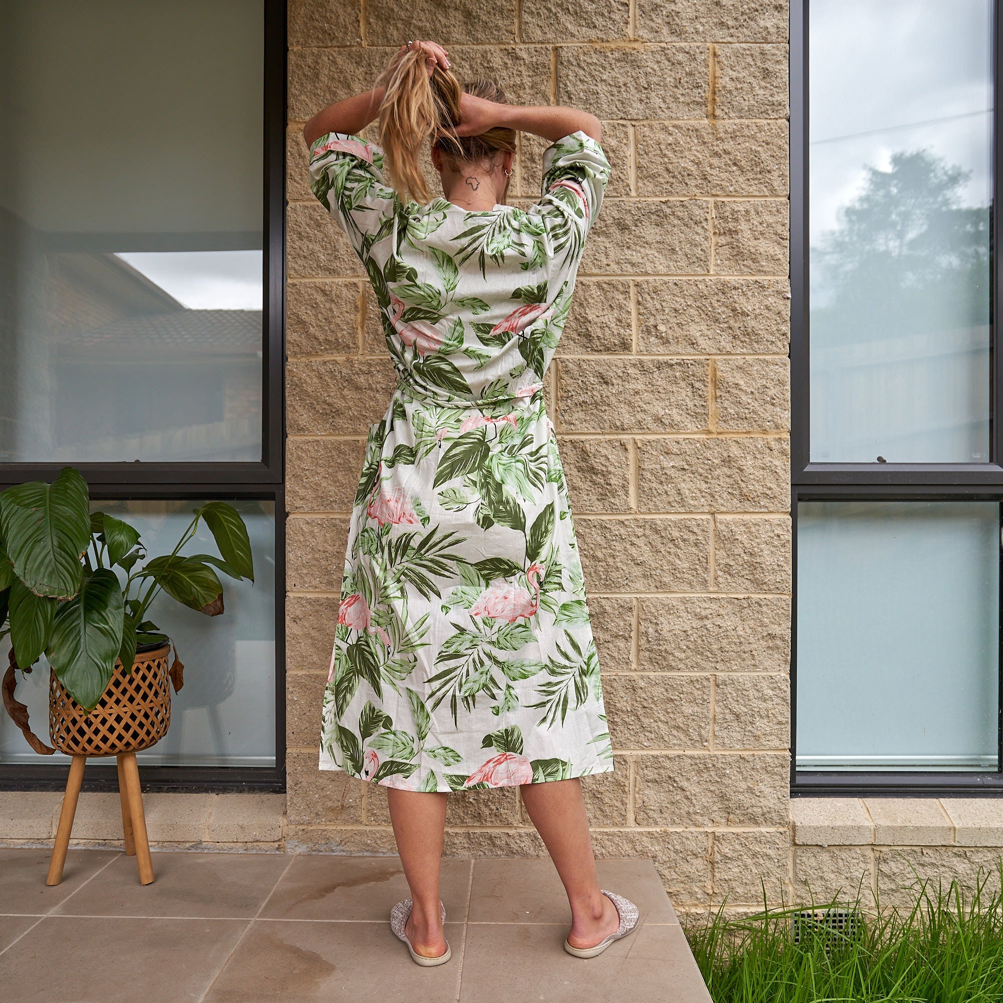 Flamingo Fantasy Cotton Kimono Robe