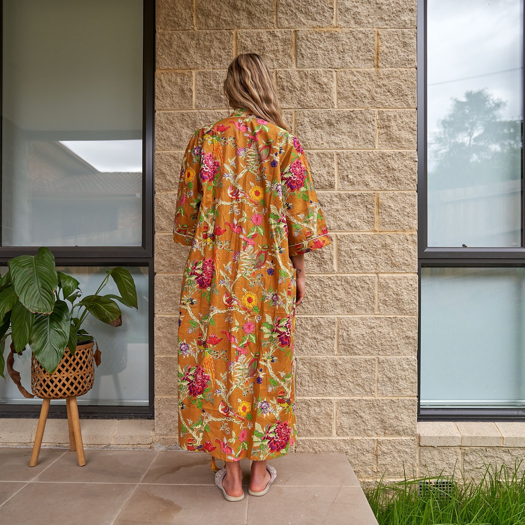 Vibrant Flora 100% Cotton Kimono Robe
