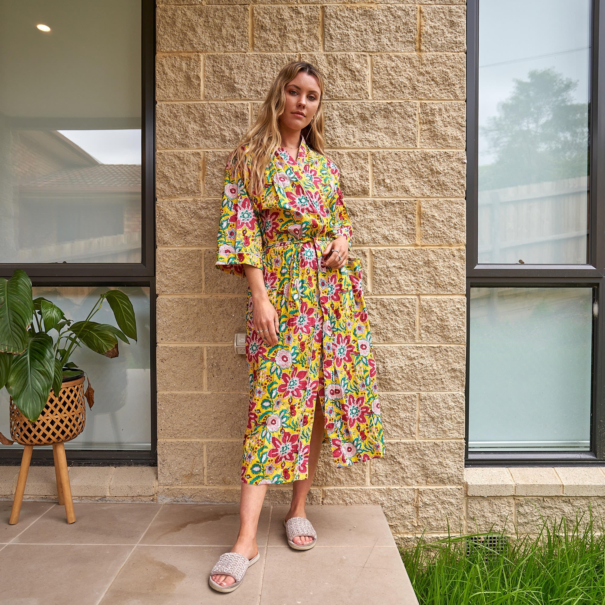Floral Flourish 100% Cotton Kimono Robe
