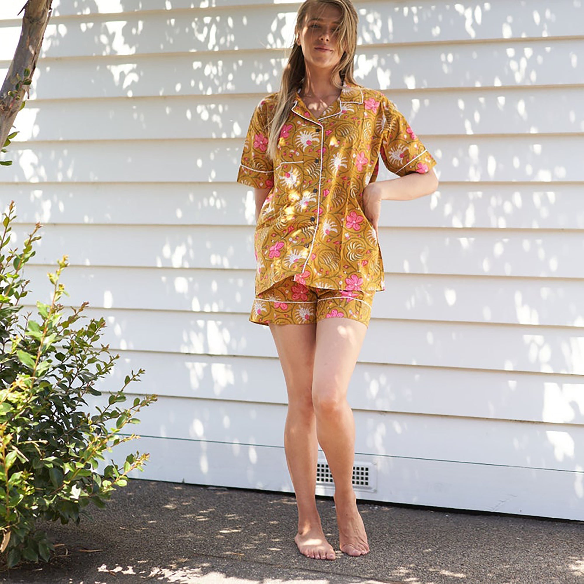 Botanical Retreat' 100% Cotton Pyjama Shorts Set | Floral Pajamas
