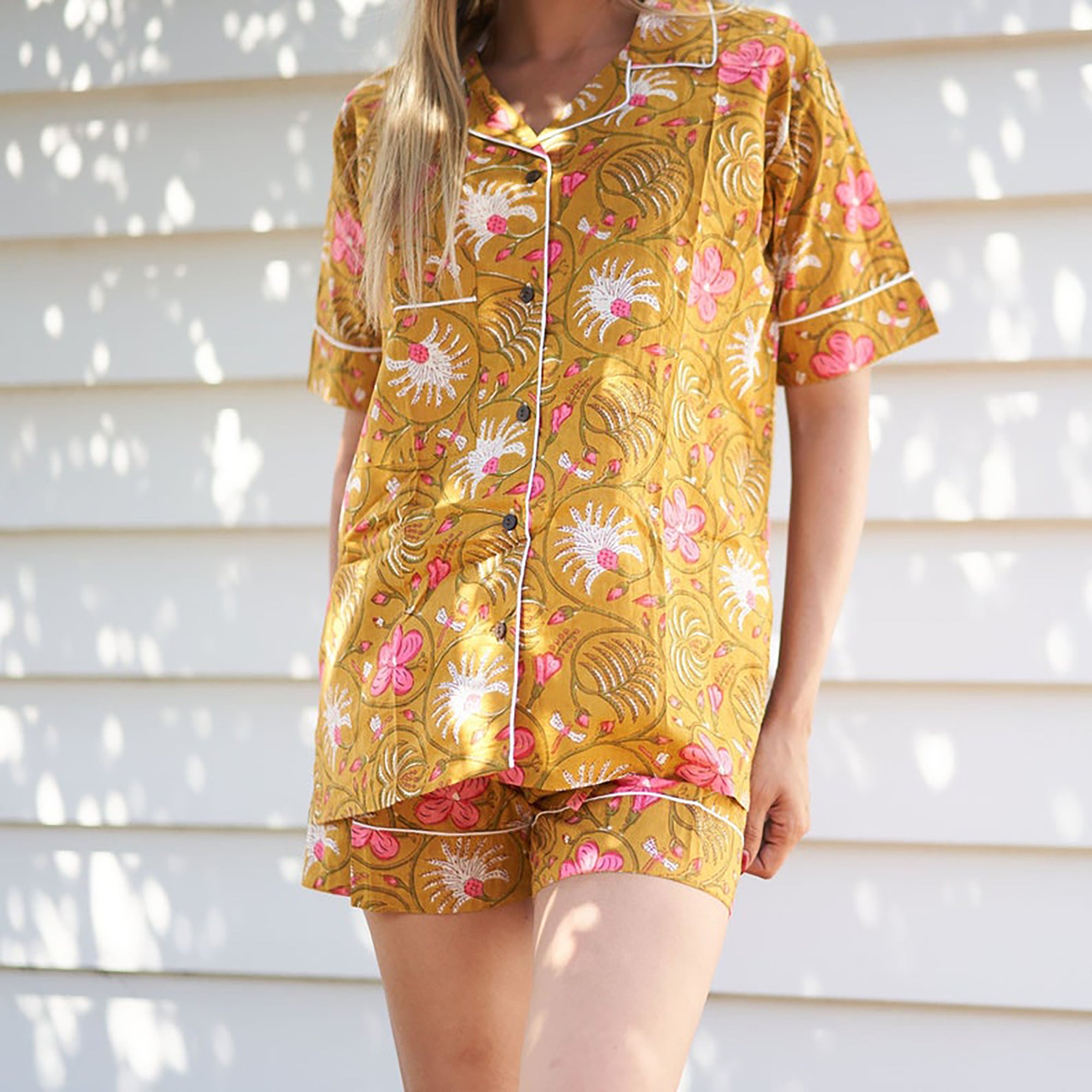 Botanical Retreat' 100% Cotton Pyjama Shorts Set | Floral Pajamas