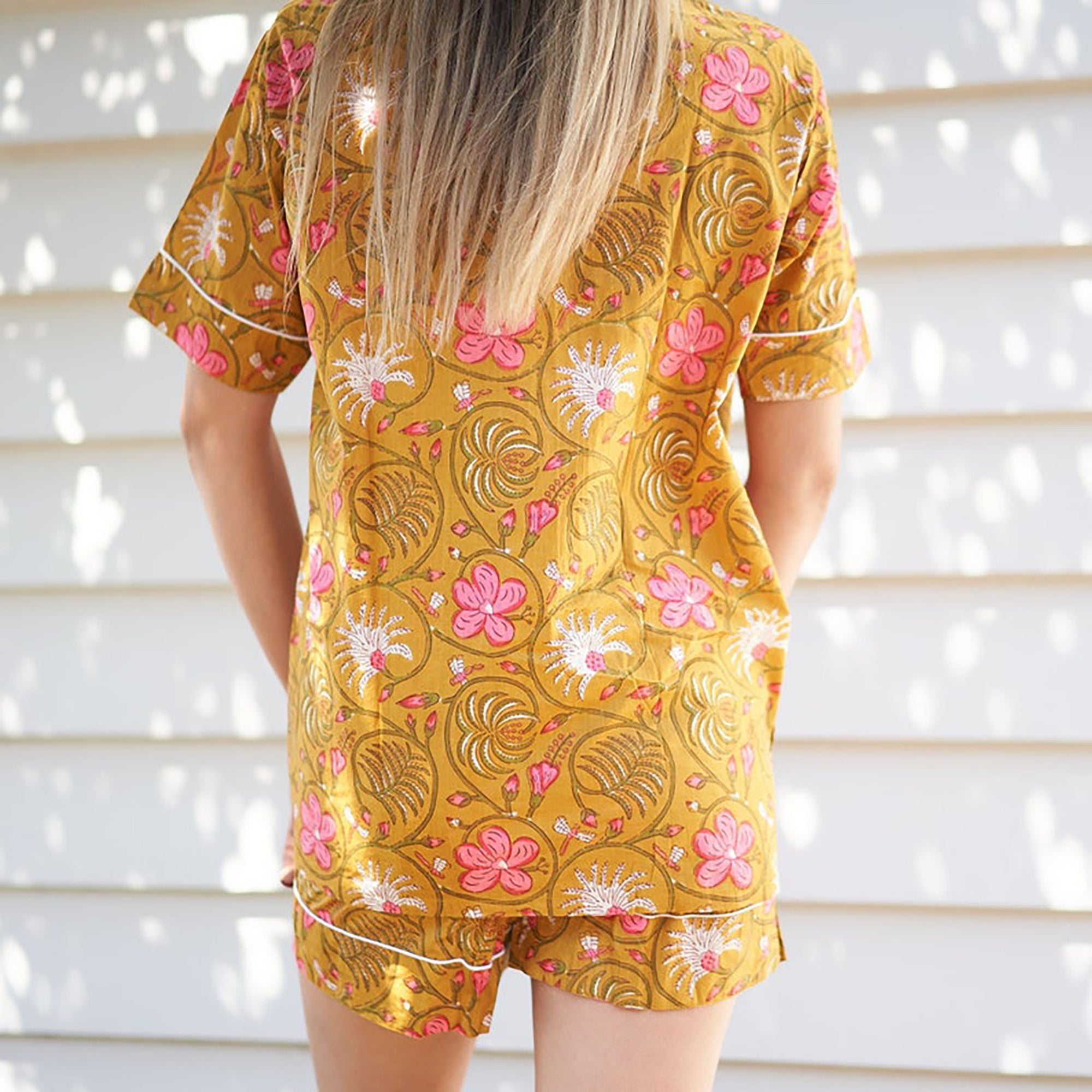 Botanical Retreat' 100% Cotton Pyjama Shorts Set | Floral Pajamas
