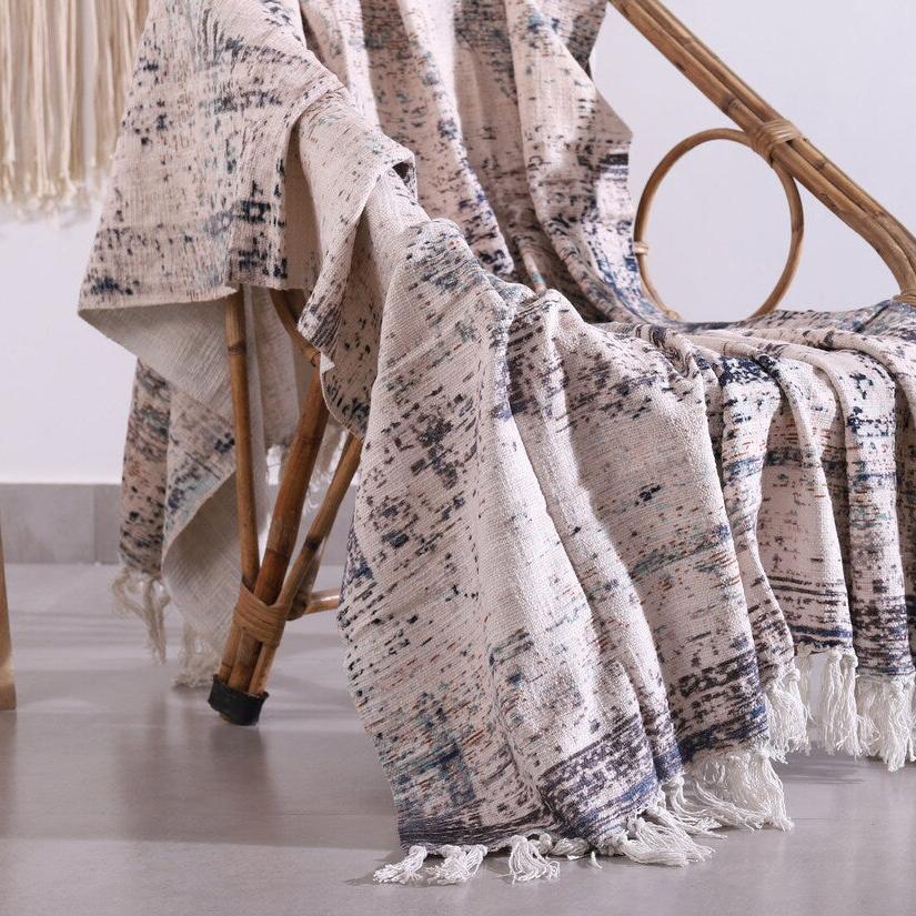 Cotton Throw Blanket - Boho White Rug | Luxe Comfort