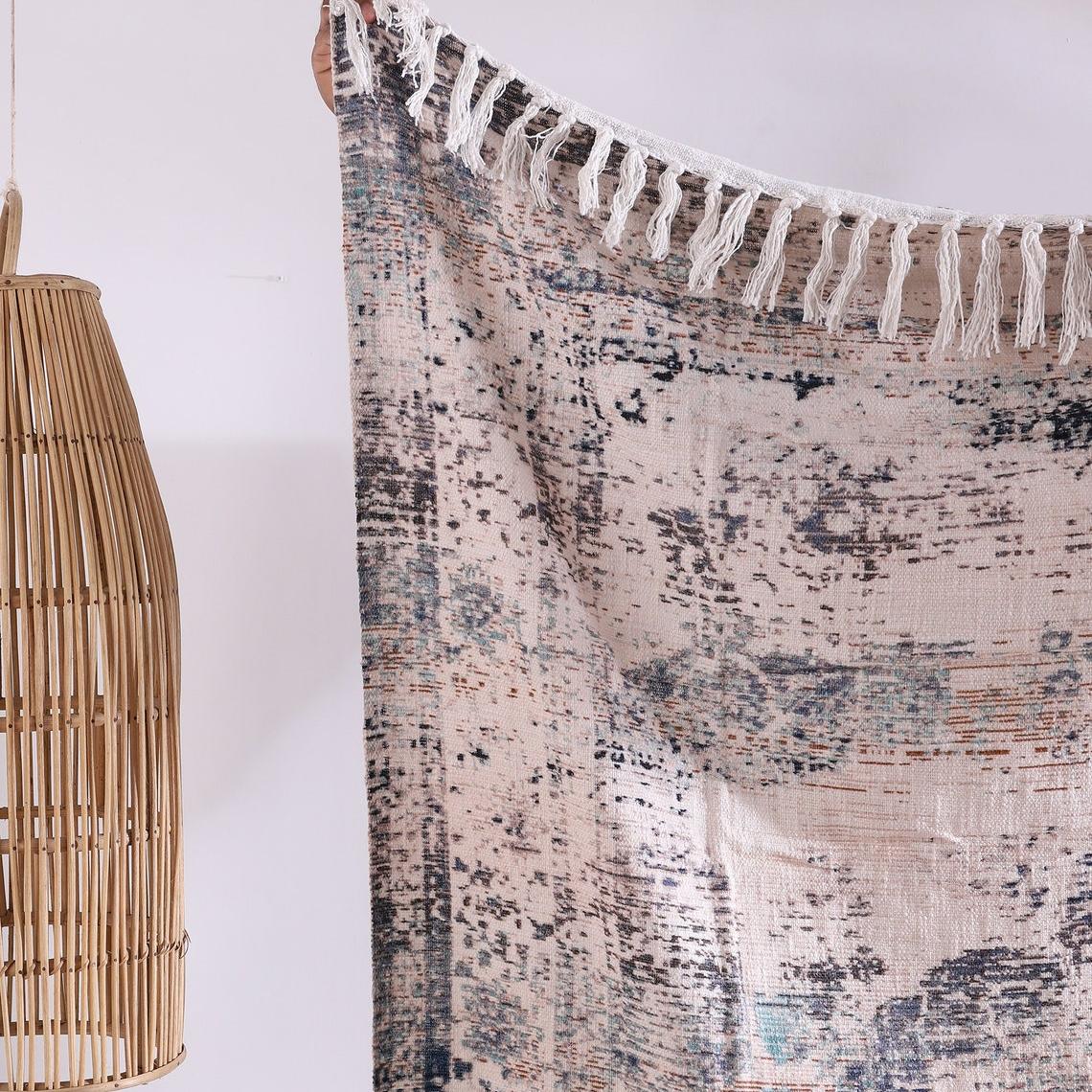 Cotton Throw Blanket - Boho White Rug | Luxe Comfort