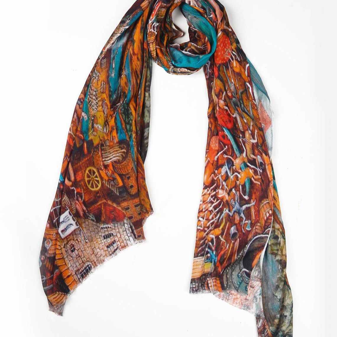 Silk Modal Scarf - Brown/Blue | Modern Wrap
