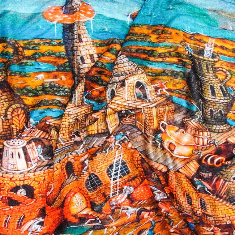 Silk Modal Scarf - Brown/Blue | Modern Wrap