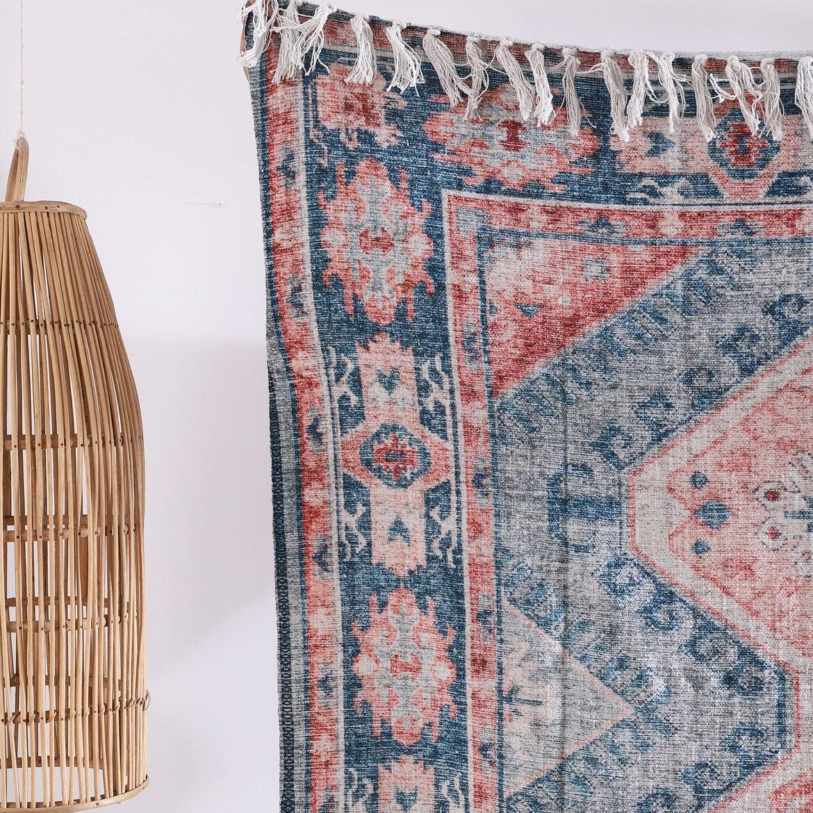 Luxury Wool Rug - Blue Rustic Decor | Boho Charm